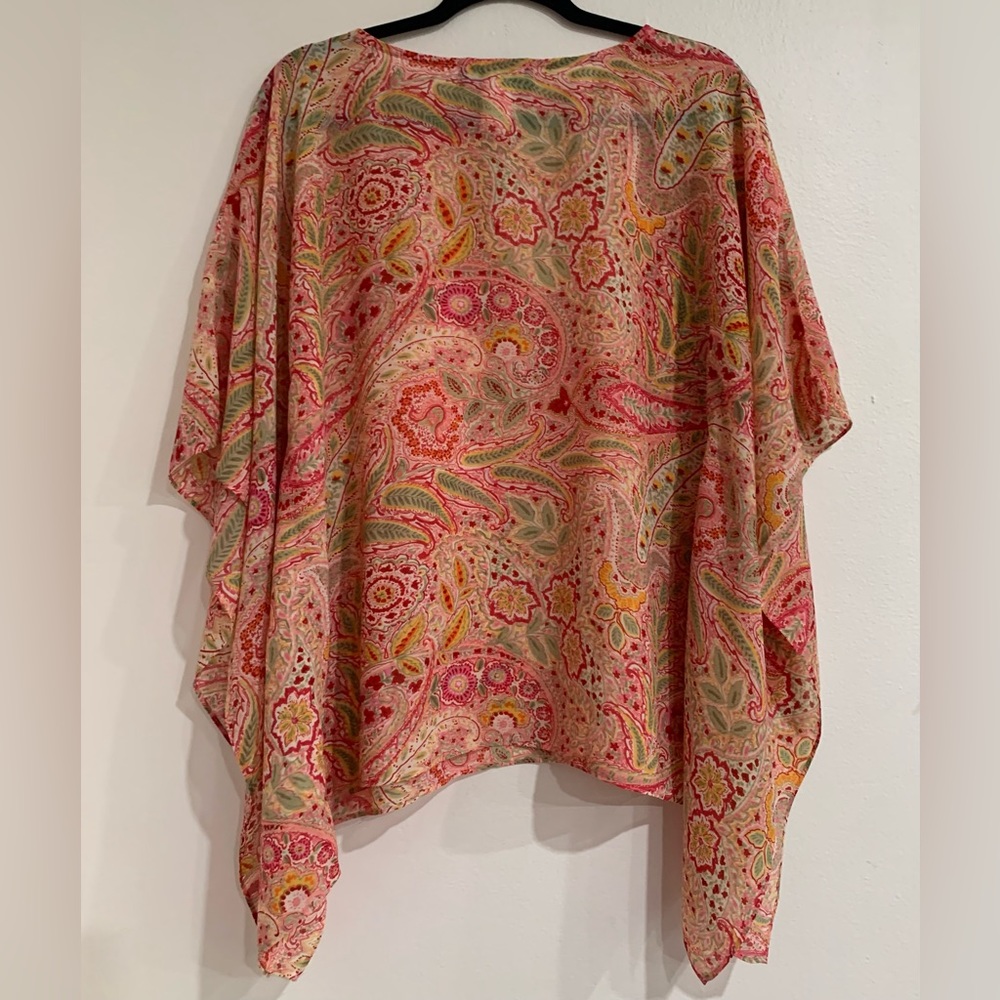 Susan Graver Paisley Oversized Kimono Style Blouse Breezy Comfy Women’s Size M